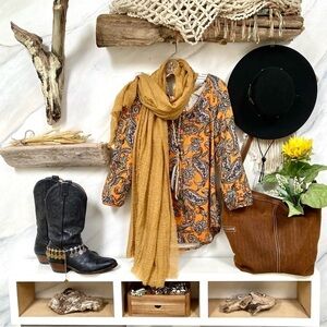 BOHO paisley peasant blouse with hippy /Western/ country Gypsy  vibe